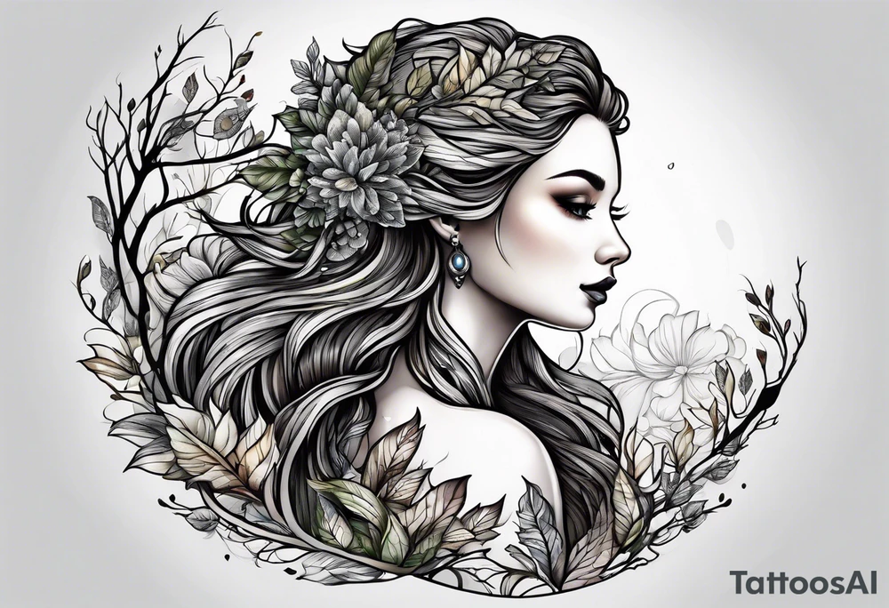 Wood nymph made or bark and branches. tattoo idea