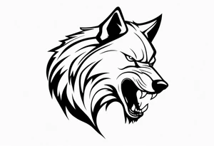 an angry wolf in profile who doesn't stick out his tongue tattoo idea