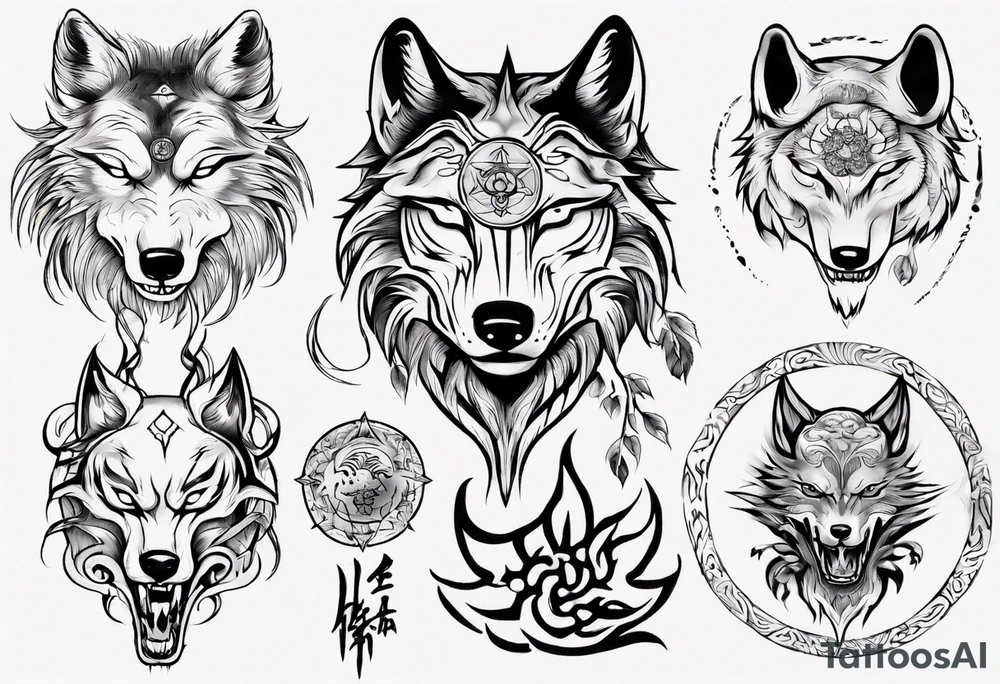 spiritual wolf tattoo idea