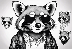 Rebel red pandas wearing aviator sunglasses tattoo idea