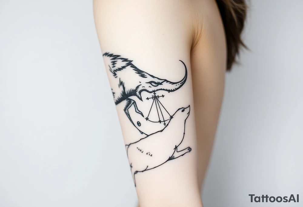 Big bad wolf chasing little red riding hood tattoo idea