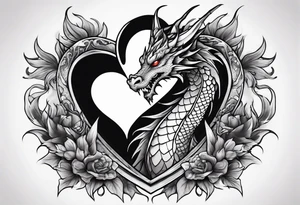 Dragon protecting a heart tattoo idea
