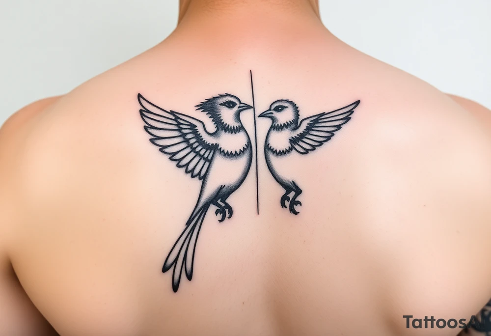 Sagittarius sign for both individuals as a couple names being Harley and Guy bird combined meaning Harley bird tattoo idea
