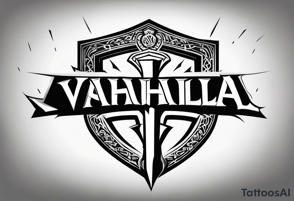 Valhalla sword shield lightning tattoo idea