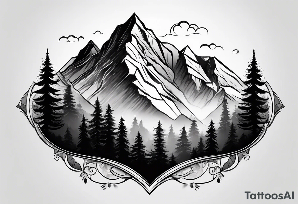 Mountain gradient black from bottom tattoo idea Mountain gradient black from bottom tattoo idea