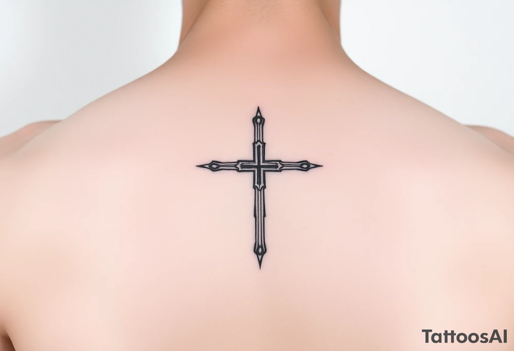 thin lines of a cross, simple, clean tattoo idea