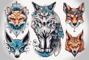 fisch, fuchs und eule tattoo idea
