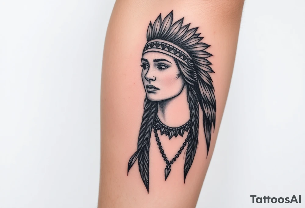 Female Native American woman tattoo idea