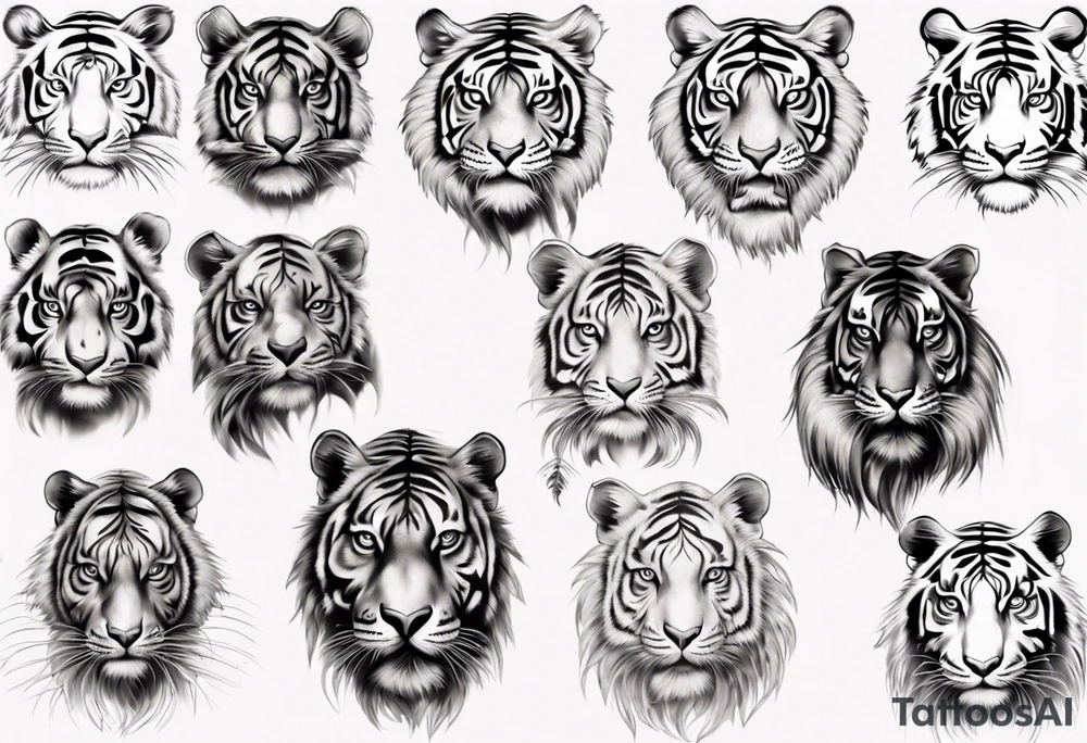 indian human 
tiger 
realistic leg sleeve tattoo idea