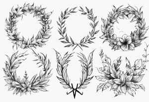 Cross wreath leaves tattoo idea