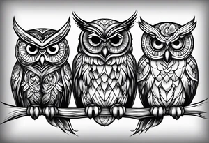 Owls 
Hear no evil, see no evil, speak no evil tattoo idea
