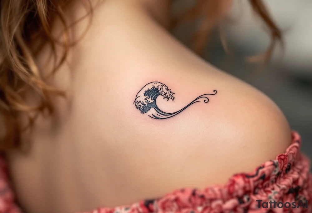 A tiny black wave with delicate shading curls on the side of the finger, simple and elegant. tattoo idea