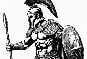 Spartan warrior holding a spear pointing at enemy tattoo idea