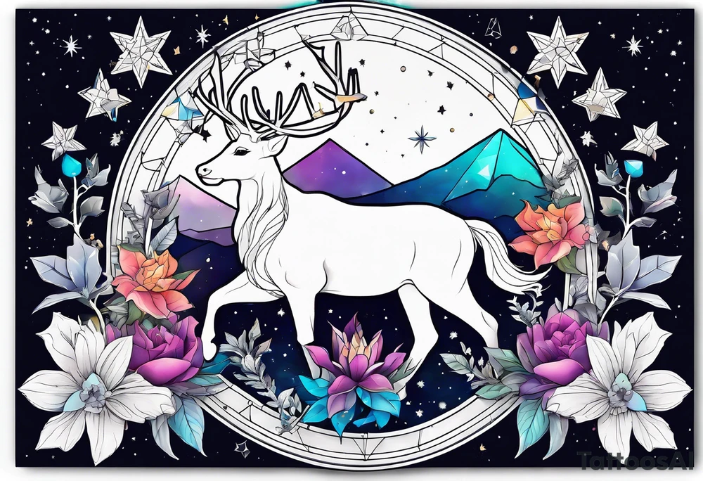 Constellation, animal snow , géométric , flower tattoo idea