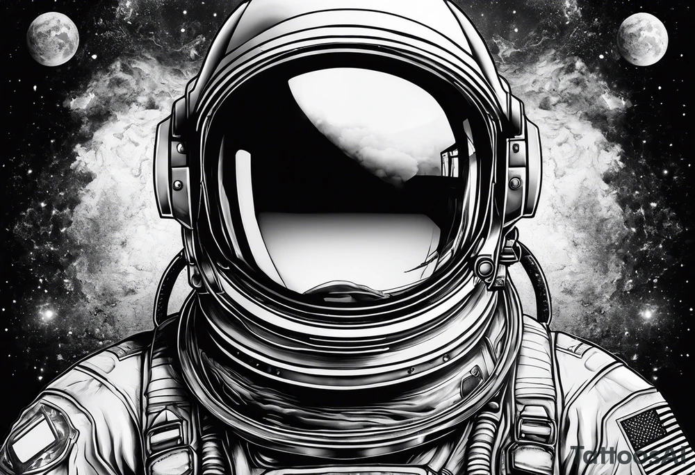 astronaut with a refelction in his helmet tattoo idea