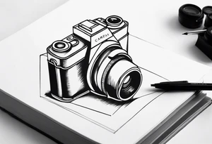 Camera on a stack of books tattoo idea