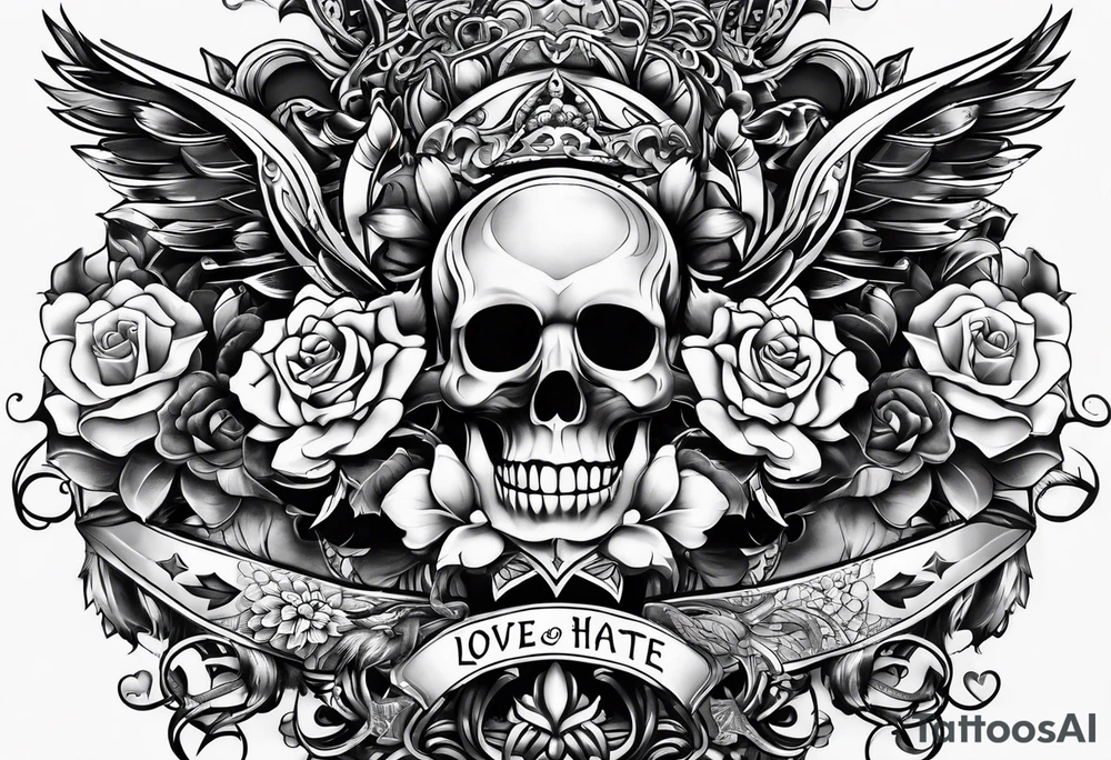 Love hate in the same work tattoo idea