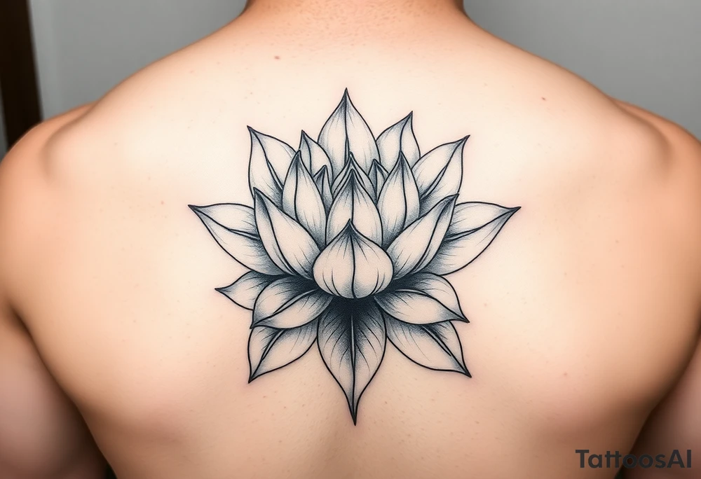 Beautiful lotus flower bomb with closed leaves tattoo idea