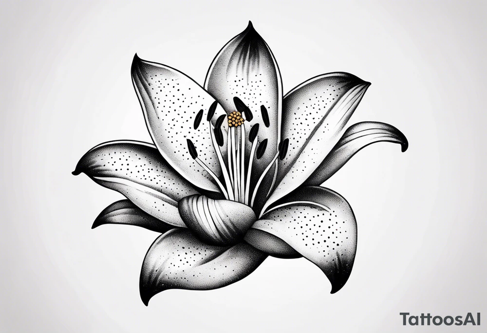 minimalist lily flower with white background tattoo idea