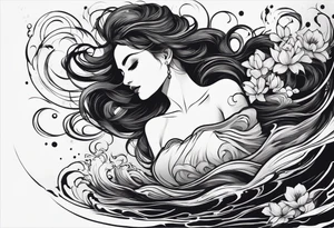 simple tattoo of full body girl floating on water tattoo idea