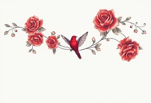 Vintage dollies, red roses, lace, red bird, no people, vintage, lower wrap arm tattoo tattoo idea