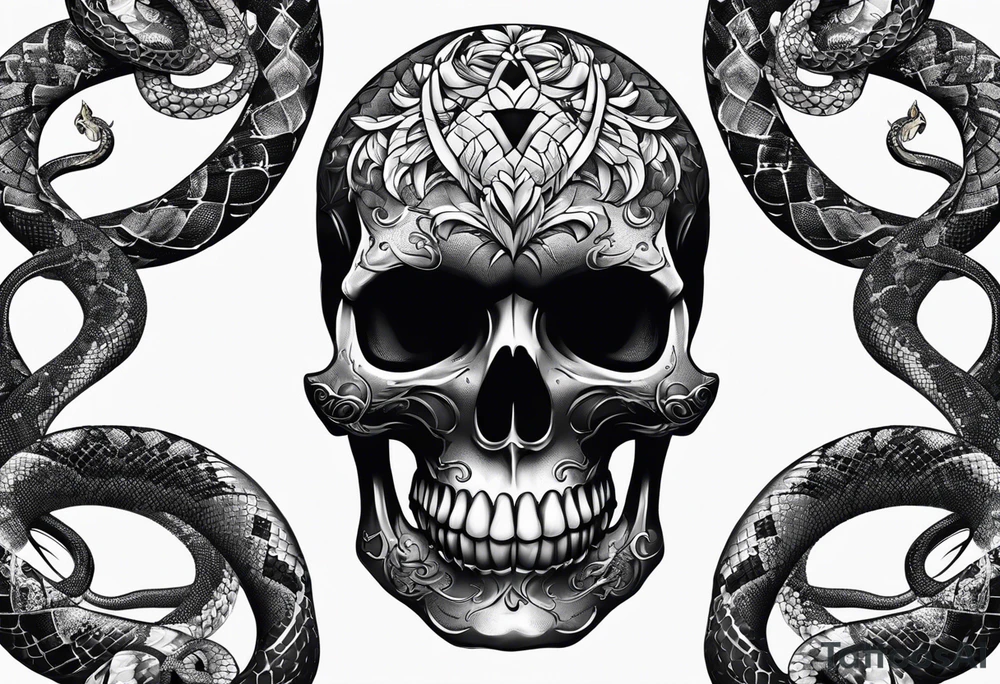 skull with snake tattoo idea