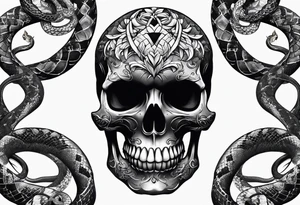 skull with snake tattoo idea