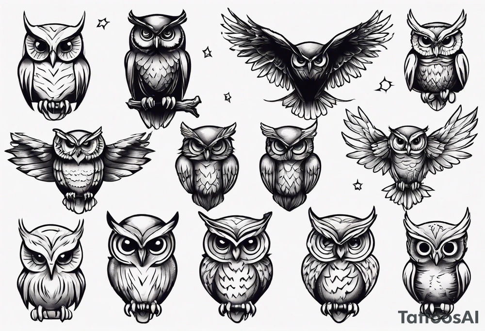 Night owl tattoo idea