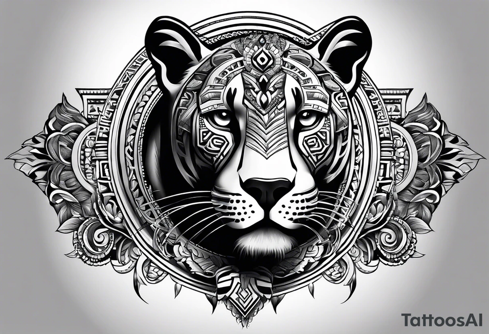 aztec black jaguar sitting tattoo idea
