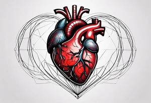 Anatomic heart with wire and blood tattoo idea