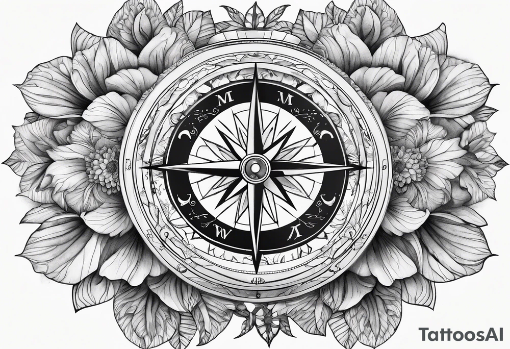 Compass , flower, sea tattoo idea