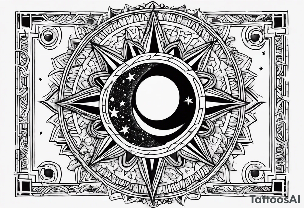 1 small sun, star, moon and the words, "My Blood, Your Blood, Our Blood" tattoo idea