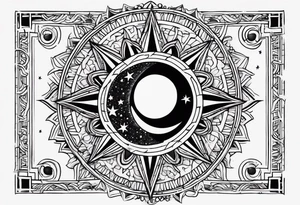 1 small sun, star, moon and the words, "My Blood, Your Blood, Our Blood" tattoo idea