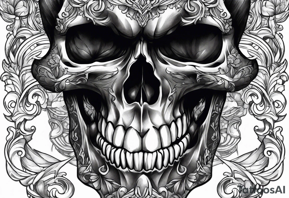 skull mouth open tattoo idea