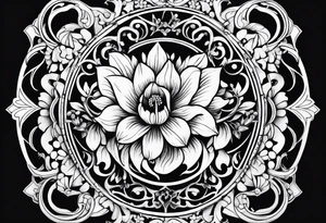 Fine line 
Circular Art nouveau foxglove tattoo idea