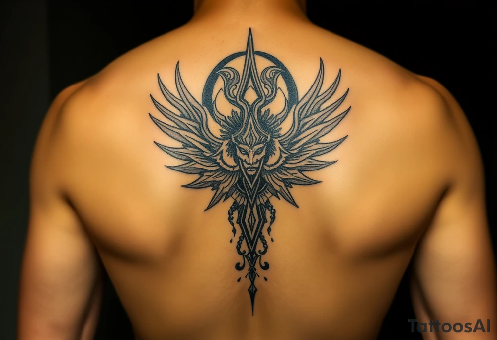 Sak yant Thai tattoo that allows me to access all my powers and magick such as immortality granting immortality to those I ressurect with my blood and creating new magick or allows me to craft new magick grants me telekinesis telepathy allows me to move through shadow to shadow allows me to jump in shadows into the shadow world and move through it allows me to control other people and gods or anyone's magic and body through phychic control as well as seeing spirits and other entities of higher and lower vibrations not seen with naked eyes as well as allows me to communicate with them as  kaluk mizuzu a supreme one or the Lord of lords he who is the supreme reflection of she who is the Lord of the eternal flame tattoo idea
