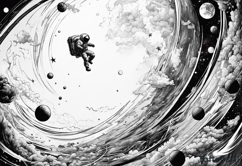 Man falling from space to earth tattoo idea
