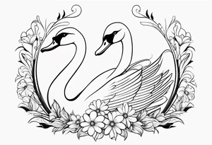 Swan outline from The Swan Princess movie incorporating a daisy flower tattoo idea