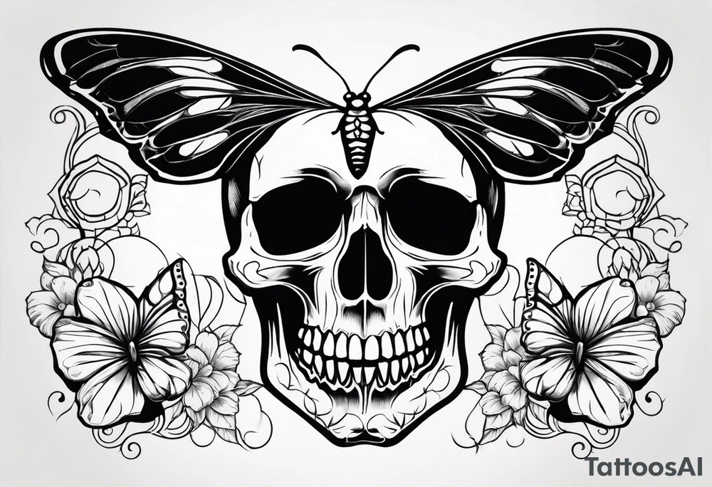 Skull with butterfly tattoo idea