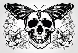 Skull with butterfly tattoo idea