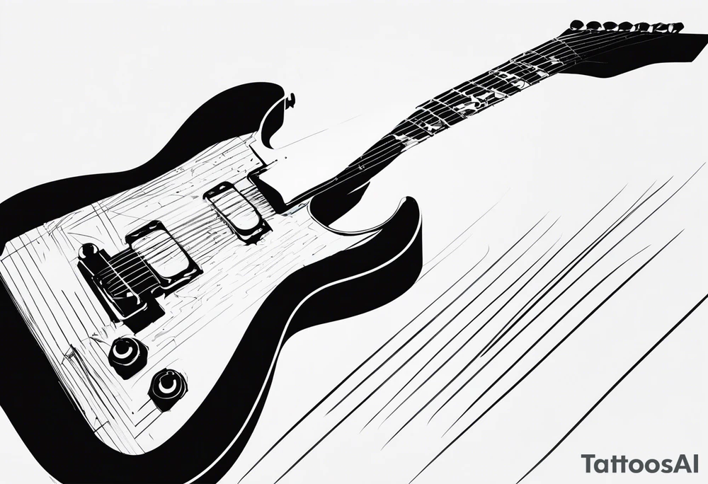 Eléctric guitar sound with lines abstrac croos with number 7 tattoo idea