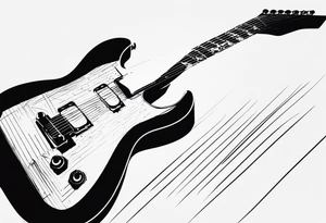 Eléctric guitar sound with lines abstrac croos with number 7 tattoo idea
