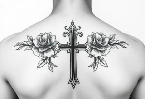 Floral cross tattoo idea