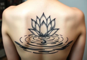 serene lotus flower emerging from sacred waters with ripples tattoo idea