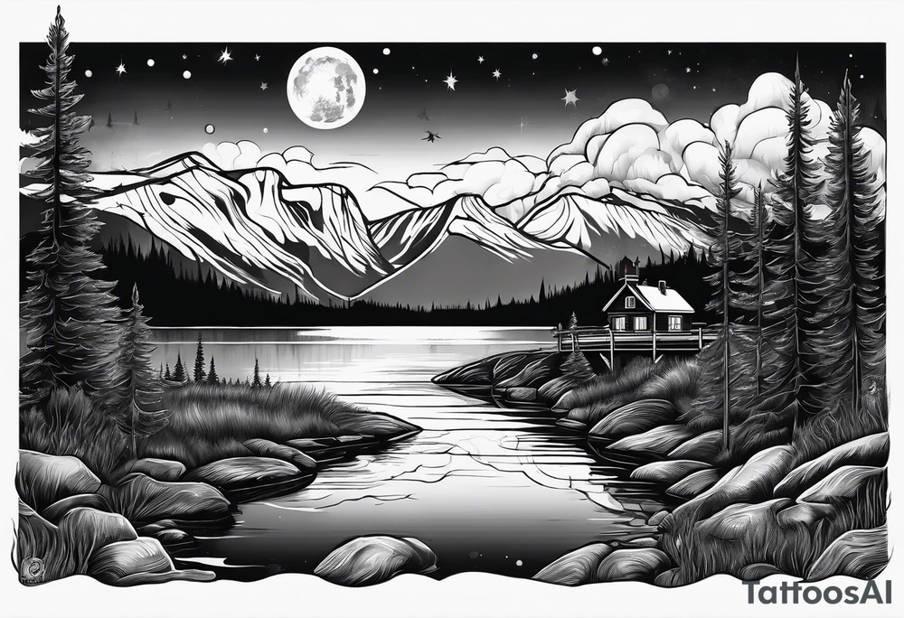 Northern lights with Pennywise tattoo idea