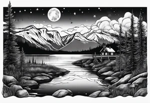 Northern lights with Pennywise tattoo idea