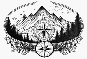 mountain and compass tattoo idea