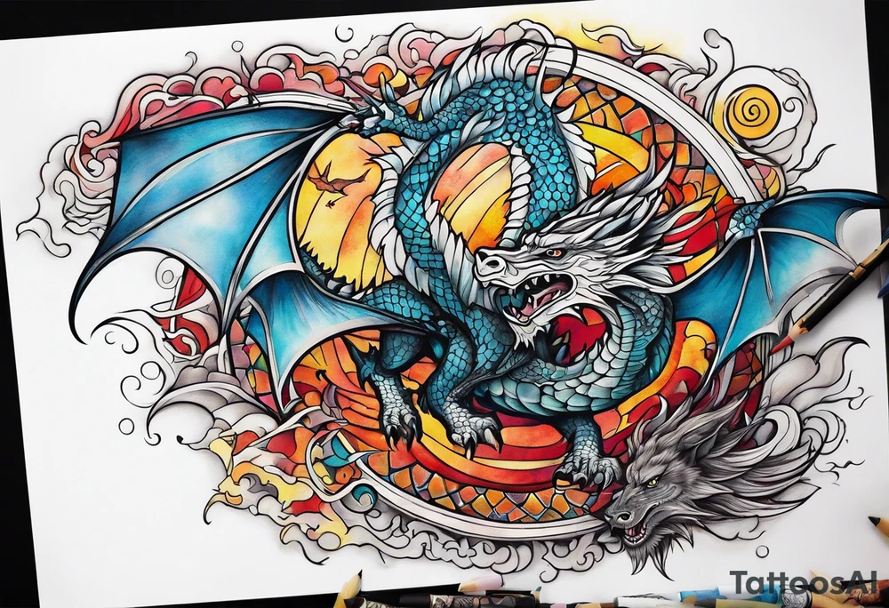 Game of thrones style flying dragon tattoo idea