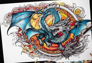 Game of thrones style flying dragon tattoo idea