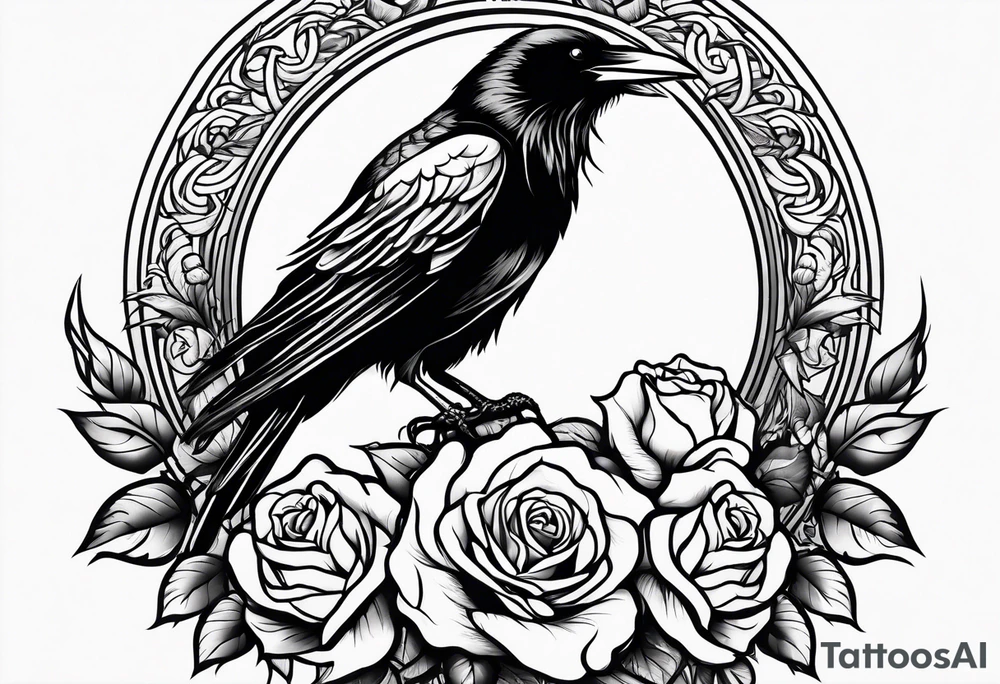 a raven holding a rose tattoo idea